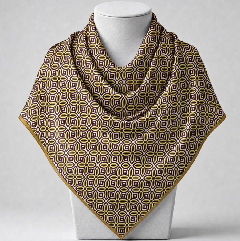 Emperor Nkabom™ Signature Scarf featuring an exclusive geometric luxury print designed and made in Ghana by Emperor Brand.